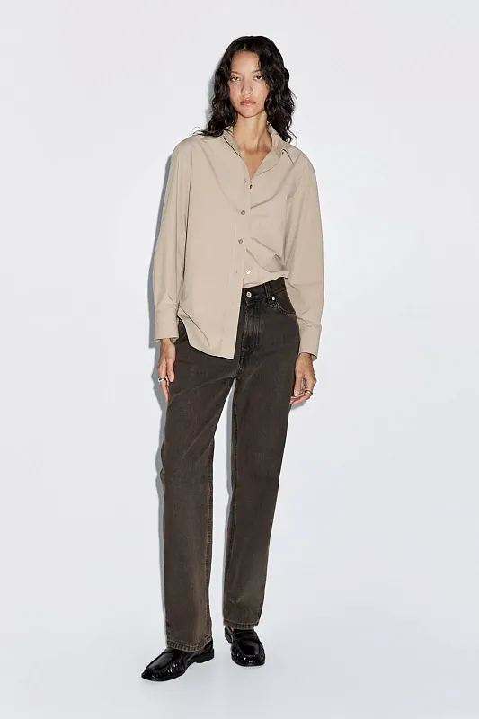 Джинсы прямого кроя с высокой талией MASSIMO DUTTI Джинсы прямого кроя с высокой талией MASSIMO DUTTI