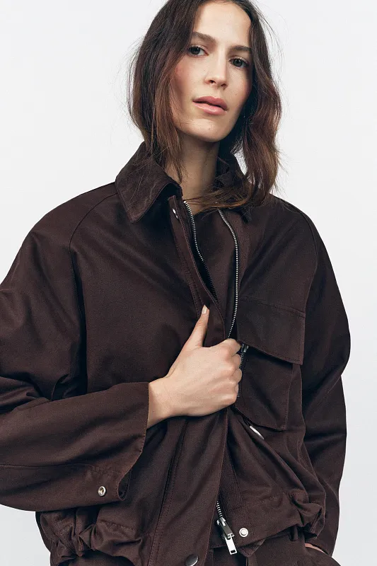 Вощеная куртка с вельветовым воротником ZARA Вощеная куртка с вельветовым воротником ZARA