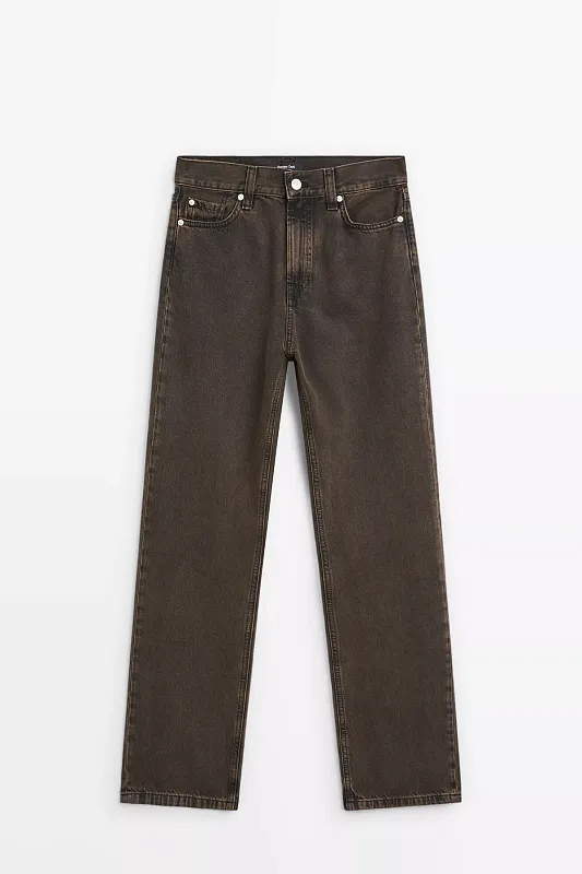 Джинсы прямого кроя с высокой талией MASSIMO DUTTI Джинсы прямого кроя с высокой талией MASSIMO DUTTI