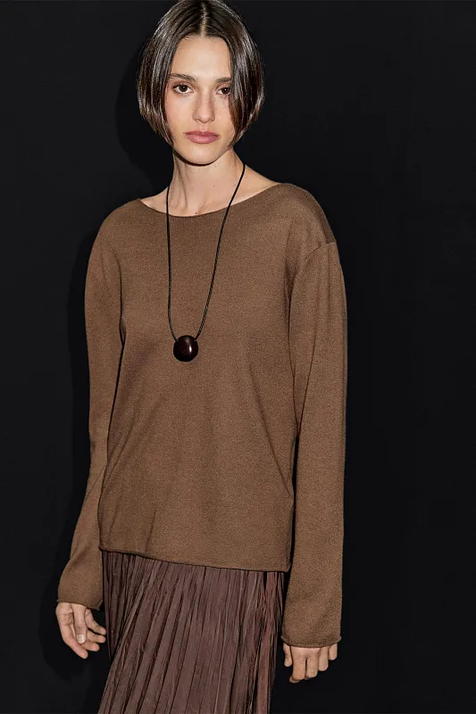 Джемпер из смесовой шерсти с вырезом "лодочка" MASSIMO DUTTI Джемпер из смесовой шерсти с вырезом "лодочка" MASSIMO DUTTI